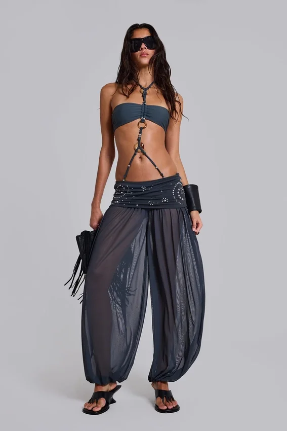Pelagia ballonbroek met omgeslagen tailleband en studs