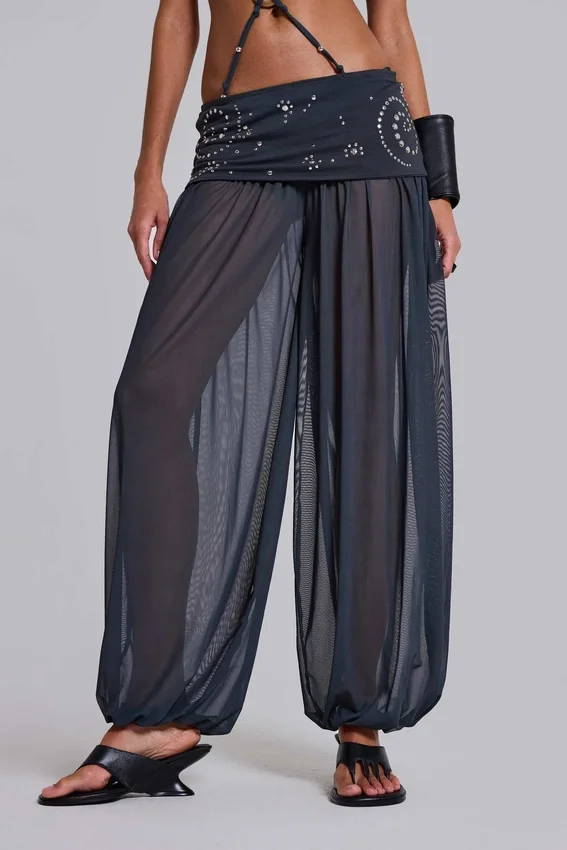 Pelagia ballonbroek met omgeslagen tailleband en studs