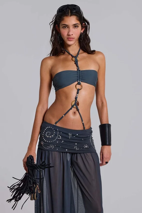 Pelagia ballonbroek met omgeslagen tailleband en studs