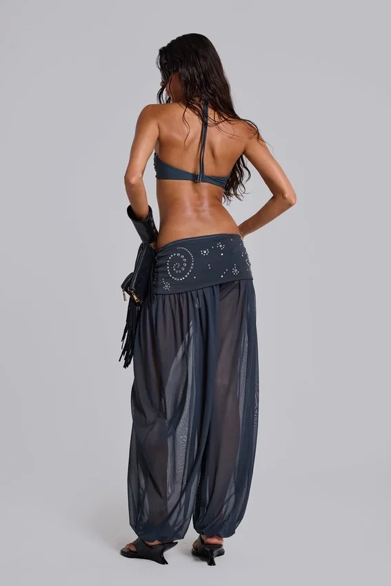 Pelagia ballonbroek met omgeslagen tailleband en studs