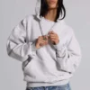 Pullover Bitten-hoodie in grijs gemêleerd