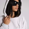 Pullover Bitten-hoodie in grijs gemêleerd