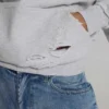 Pullover Bitten-hoodie in grijs gemêleerd