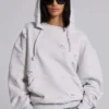 Pullover Bitten-hoodie in grijs gemêleerd