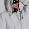 Pullover Bitten-hoodie in grijs gemêleerd