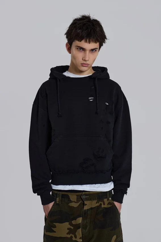 Pullover Bitten-hoodie in zwart