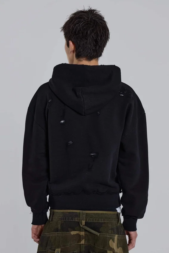 Pullover Bitten-hoodie in zwart