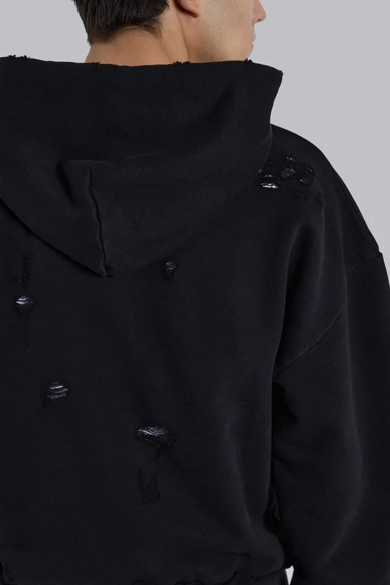 Pullover Bitten-hoodie in zwart
