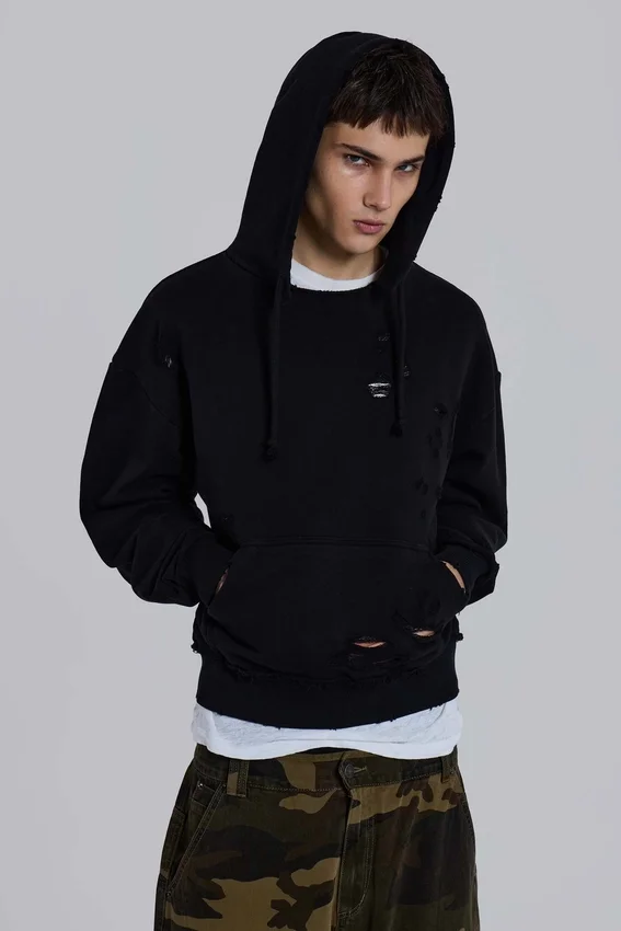 Pullover Bitten-hoodie in zwart