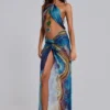 Quartz halter maxi-jurk met kristallen