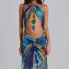 Quartz halter maxi-jurk met kristallen