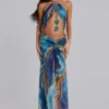 Quartz halter maxi-jurk met kristallen