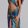 Quartz halter maxi-jurk met kristallen
