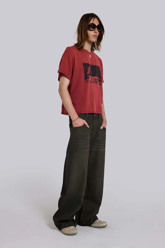 Quasi-rood cropped T-shirt