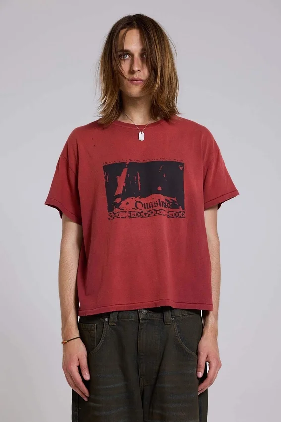 Quasi-rood cropped T-shirt