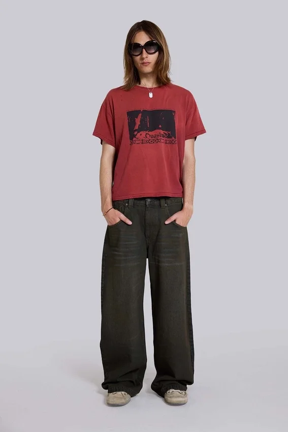 Quasi-rood cropped T-shirt