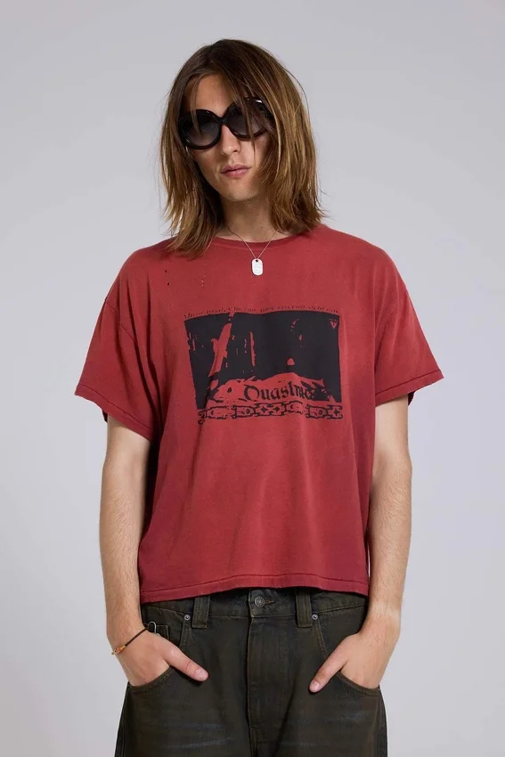 Quasi-rood cropped T-shirt