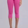 Quinn capribroek van jersey met studs in roze