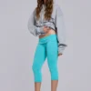 Quinn jersey capri met studs in turkoois