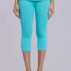 Quinn jersey capri met studs in turkoois
