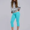 Quinn jersey capri met studs in turkoois