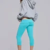Quinn jersey capri met studs in turkoois