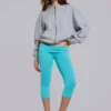 Quinn jersey capri met studs in turkoois