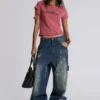 Rally T-shirt met versleten look en versieringen