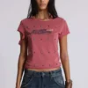 Rally T-shirt met versleten look en versieringen