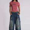 Rally T-shirt met versleten look en versieringen