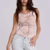 Ramona Burnout-vesttop in roze