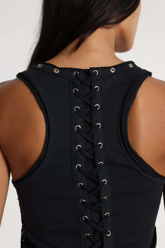 Ramona Burnout-vesttop in zwart