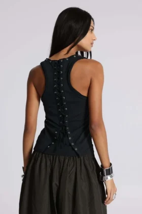 Ramona Burnout-vesttop in zwart
