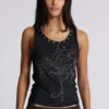 Ramona Burnout-vesttop in zwart