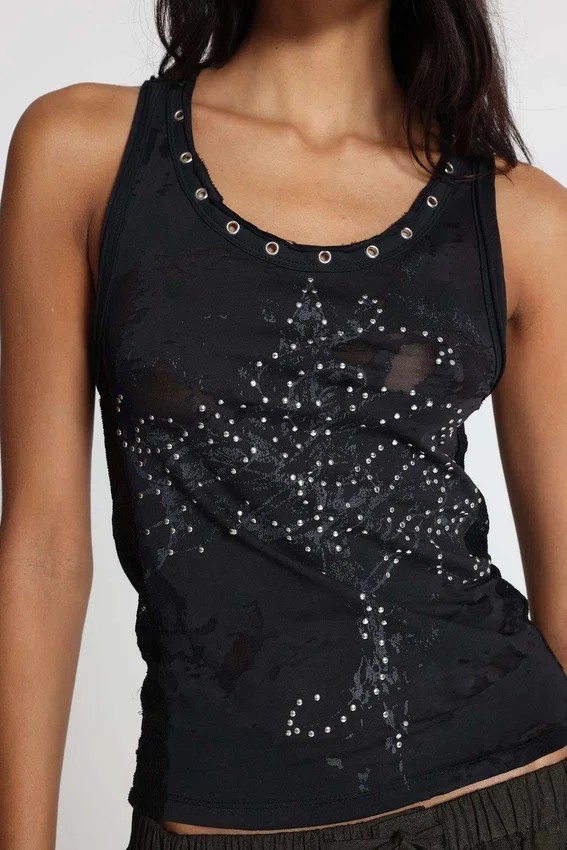 Ramona Burnout-vesttop in zwart