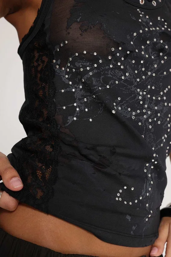 Ramona Burnout-vesttop in zwart