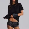 Rebel Military minishort van PU-leer