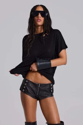 Rebel Military minishort van PU-leer