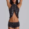 Rebel Military PU-leren top