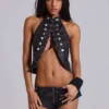 Rebel Military PU-leren top