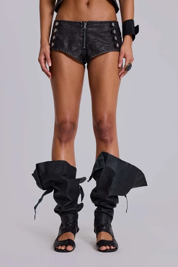 Rebel Military minishort van PU-leer