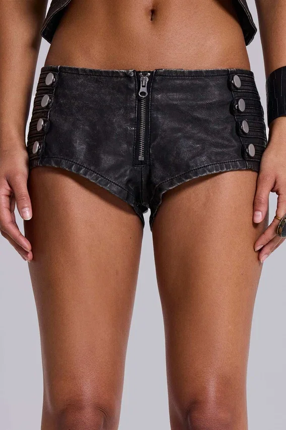 Rebel Military minishort van PU-leer