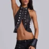 Rebel Military PU-leren top