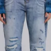 Rider-jeans met lage taille en rechte pijpen in lichte wassing