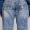 Rider-jeans met lage taille en rechte pijpen in lichte wassing