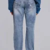 Rider-jeans met lage taille en rechte pijpen in lichte wassing
