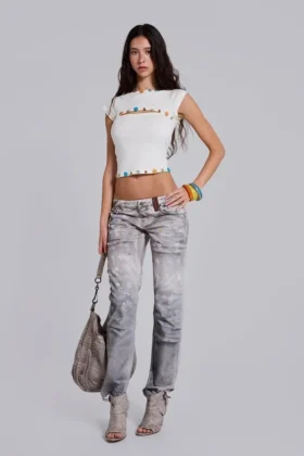 Rider-jeans met lage taille en rechte pijpen in Painter
