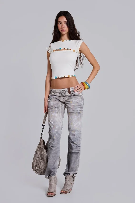 Rider-jeans met lage taille en rechte pijpen in Painter