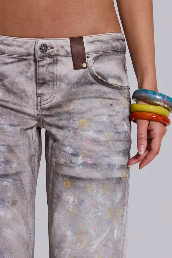 Rider-jeans met lage taille en rechte pijpen in Painter
