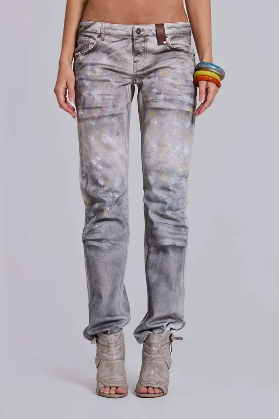 Rider-jeans met lage taille en rechte pijpen in Painter